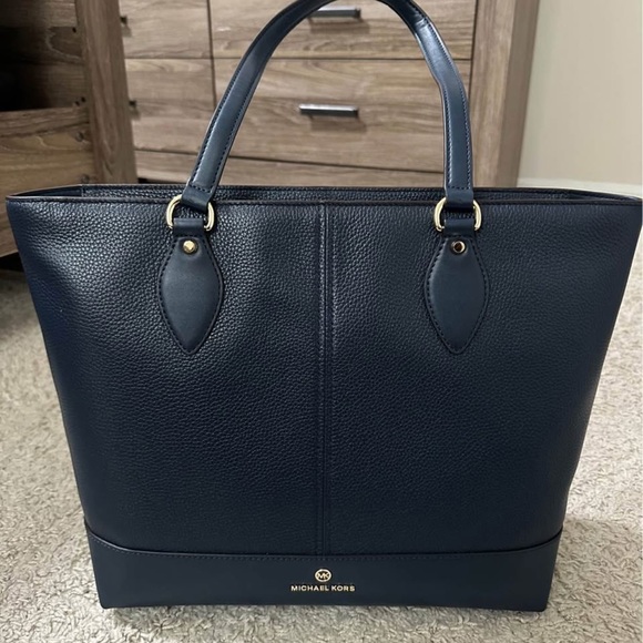 Michael Kors Dark Blue Leather Tote - Picture 1 of 4